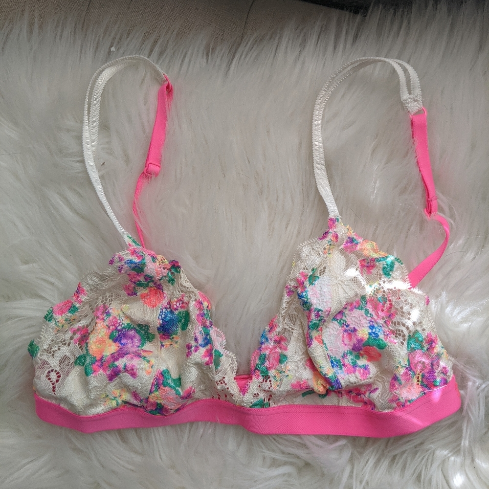 PINK Floral Lace Bralette